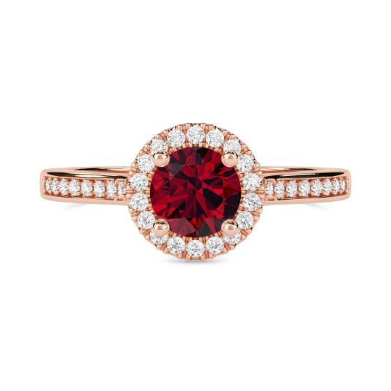 Rubin- und Diamant-Halo-Ring