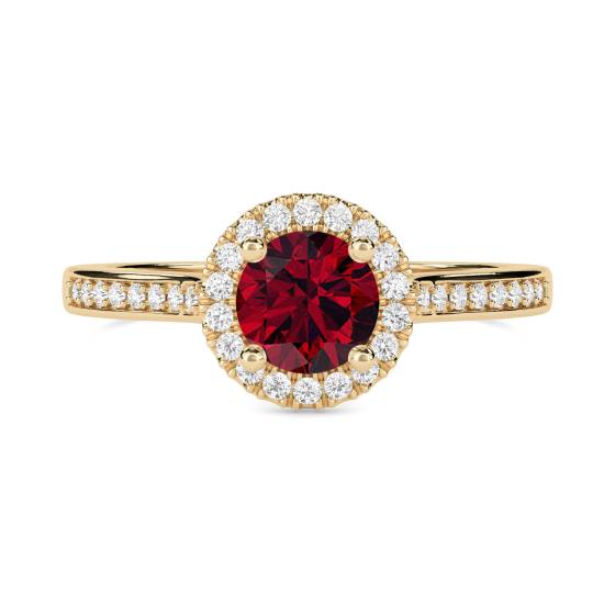 Rubin- und Diamant-Halo-Ring