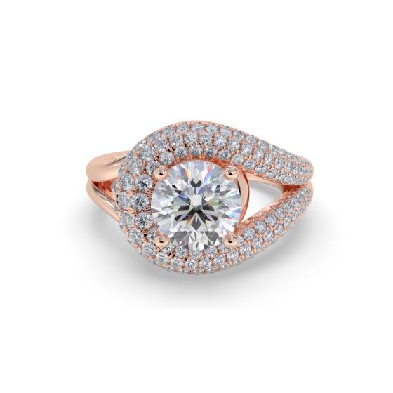 Moderner Vintage-Ring mit rundem Diamanten