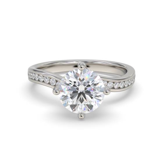 DH Certified 0.70ct VVS2/G Round Diamond Shoulder Set Ring in Platinum