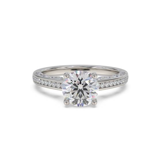 DH Certified 0.70ct VS2/D Round Diamond Shoulder Set Ring in Platinum