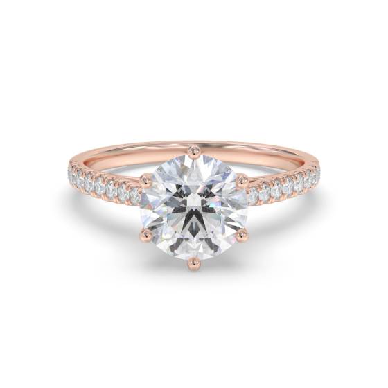 Verlobungsring mit rundem Diamanten im Schulterbereich