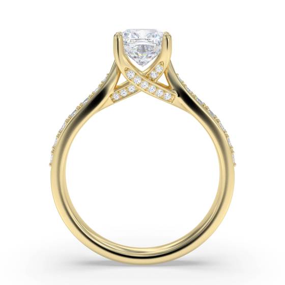 Ring mit kissenförmigem Diamanten an der Schulter