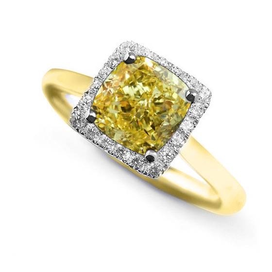Ring mit gelbem Kissen-Diamantencluster