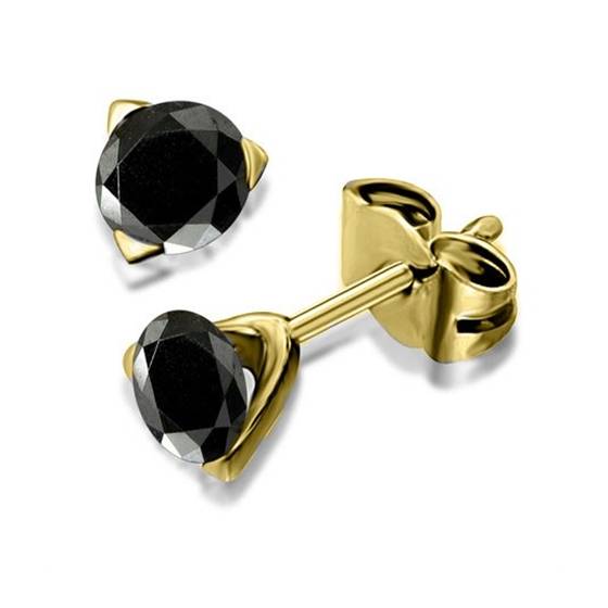 Runde Ohrringe mit schwarzem Diamanten