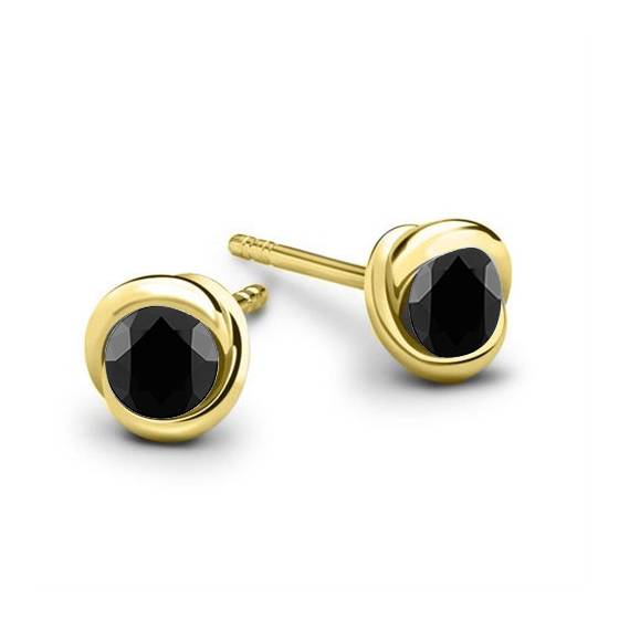 Ohrringe mit rundem, schwarzem Diamanten (0,15 Karat, SI/G-H)