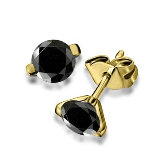 Runde Ohrringe mit schwarzem Diamanten