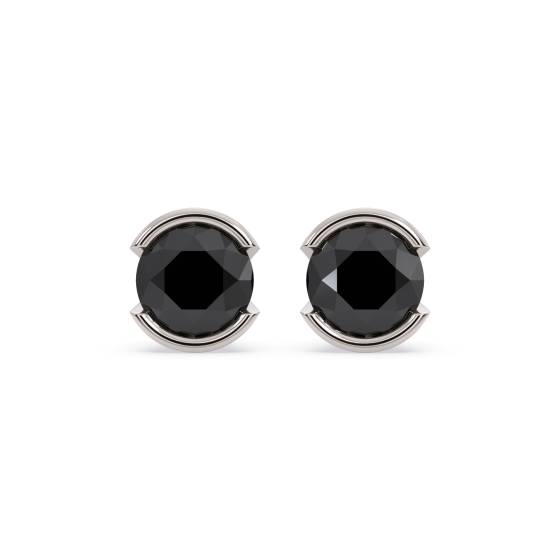 Runde Ohrringe mit schwarzem Diamanten