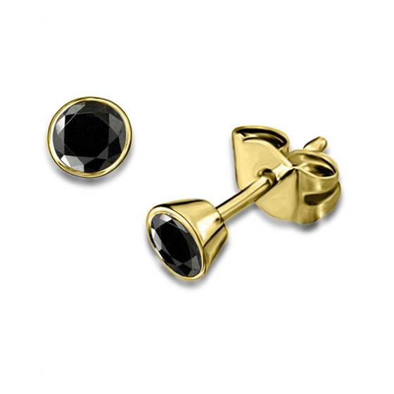 Runde Ohrringe mit schwarzem Diamanten