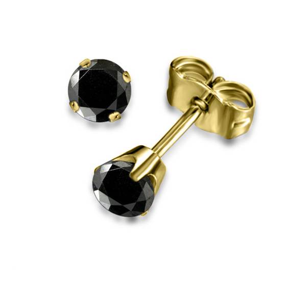 Runde Ohrringe mit schwarzem Diamanten