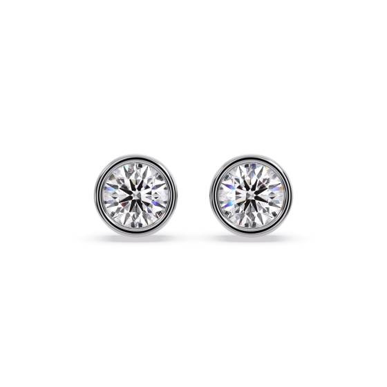Solitär-Ohrstecker mit Diamantfassung und Zargenfassung