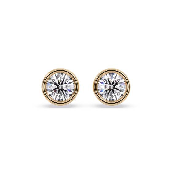 Solitär-Ohrstecker mit Diamantfassung und Zargenfassung