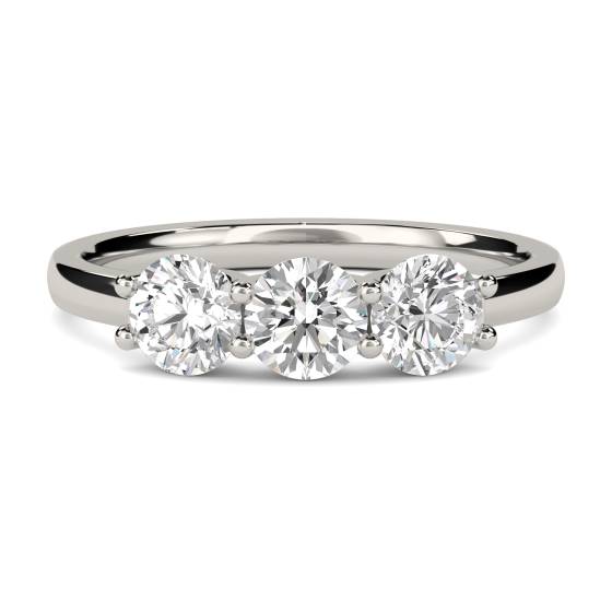 0,30 ct VS/E-F Traditioneller runder Naturdiamant-Trilogie-Ring