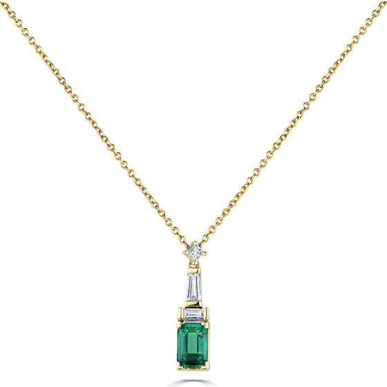 Halskette im Art-Deco-Stil mit 0,80 Karat Diamanten und Smaragden