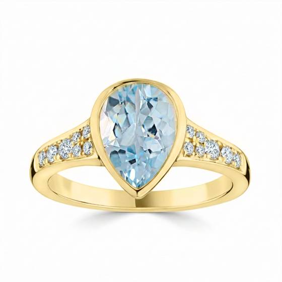 Ring mit birnenförmigem Aquamarin (1,90 ct)