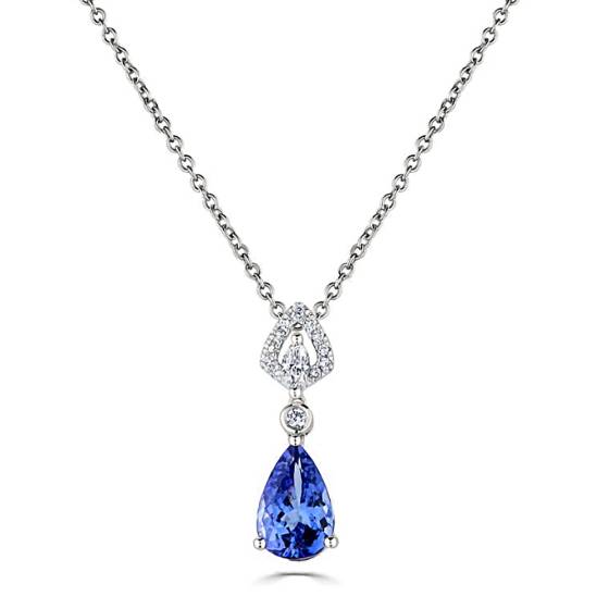 Halskette mit tropfenförmigem Tansanitanhänger (1,75 ct)