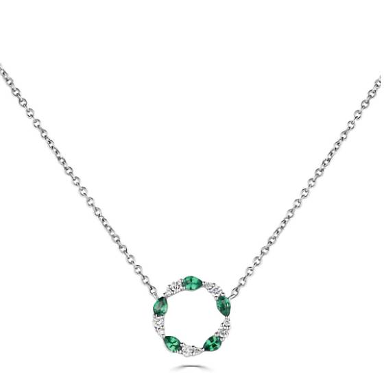 0,45 ct VS/F-G Grüne Smaragd- und Diamant-Kreiskette