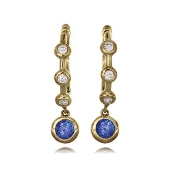 Ohrringe mit 0,45 ct blauem Saphir und Diamanten in Zargenfassung