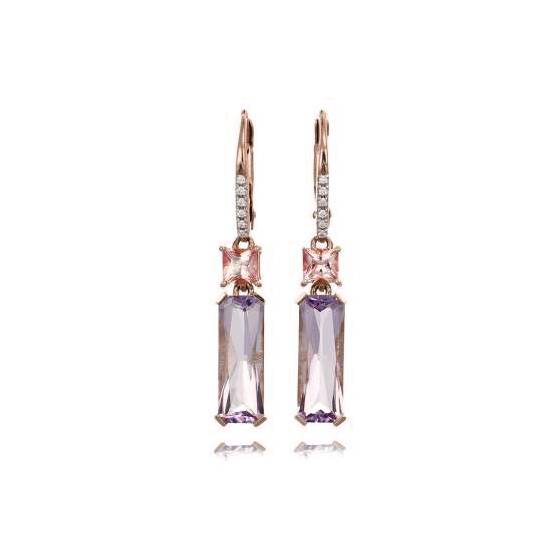 Ohrhänger mit 0,05 ct rosa Turmalin und Amethyst der Rose de France