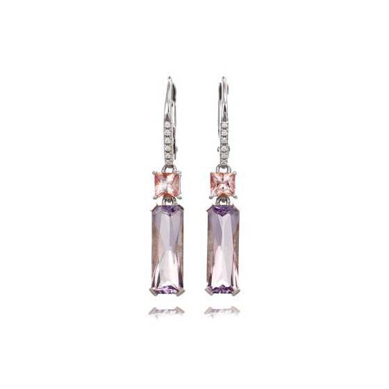 Ohrhänger mit 0,05 ct rosa Turmalin und Amethyst der Rose de France