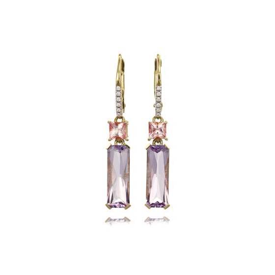 Ohrhänger mit 0,05 ct rosa Turmalin und Amethyst der Rose de France