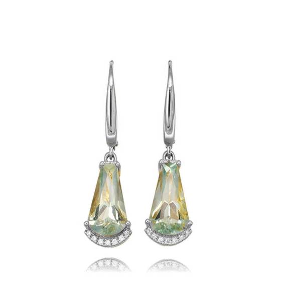 0,10 ct grüne Amethyst- und Diamant-Ohrhänger