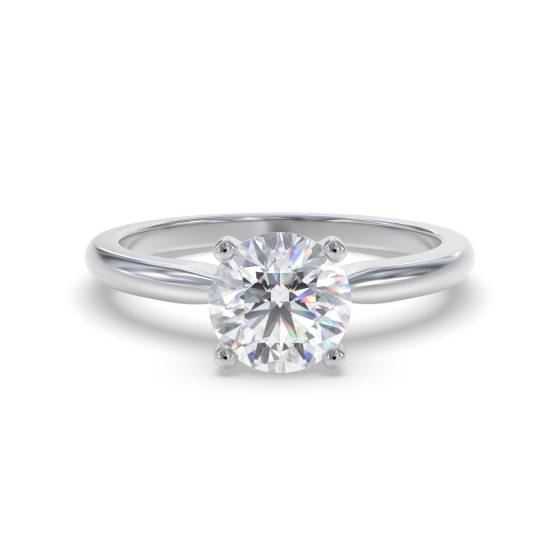 0.35ct VVS/D Natural Round Diamond Solitaire Ring in 18k White Gold