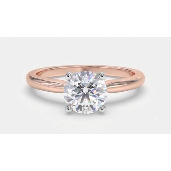 0.35ct VVS/D Natural Round Diamond Solitaire Ring in 18k Rose Gold/White Gold