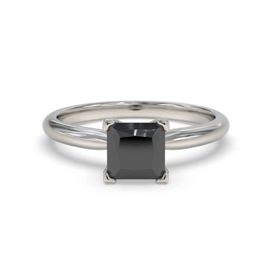 Prinzess-Solitärring mit schwarzem Diamanten