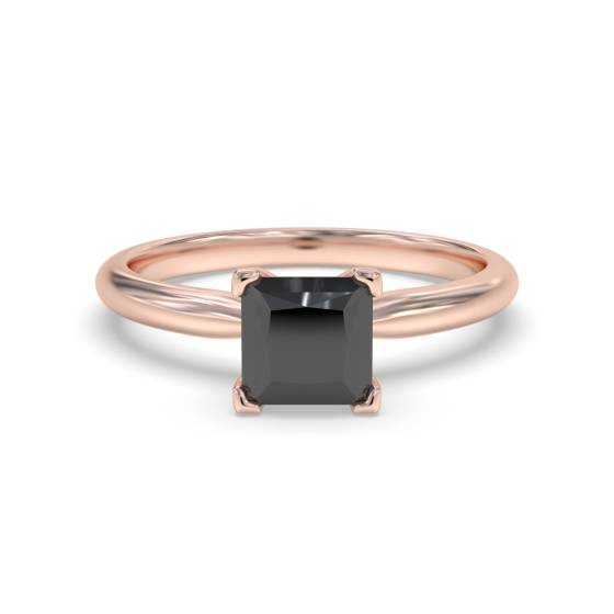 Prinzess-Solitärring mit schwarzem Diamanten