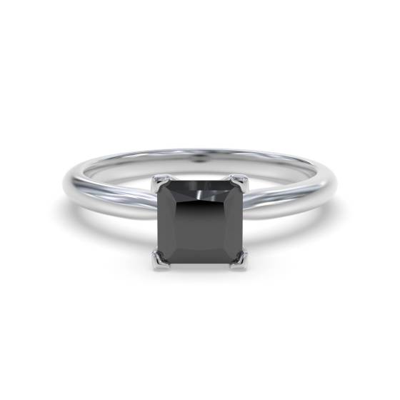 Prinzess-Solitärring mit schwarzem Diamanten