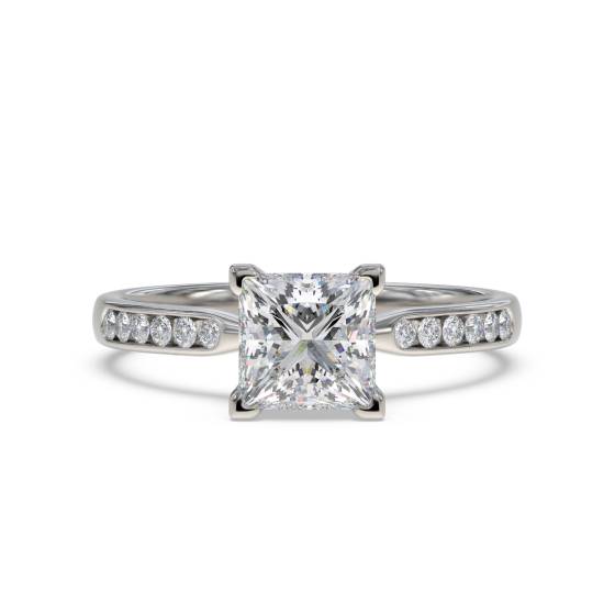 Verlobungsring mit Prinzess- und Runddiamant