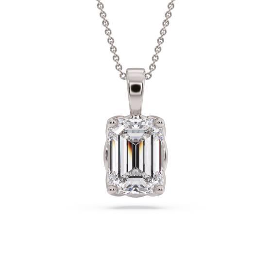 Smaragd-Diamant-Solitär-Anhänger