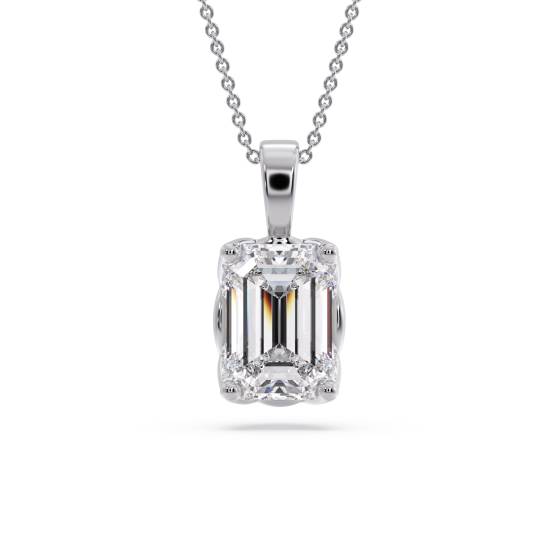 Smaragd-Diamant-Solitär-Anhänger