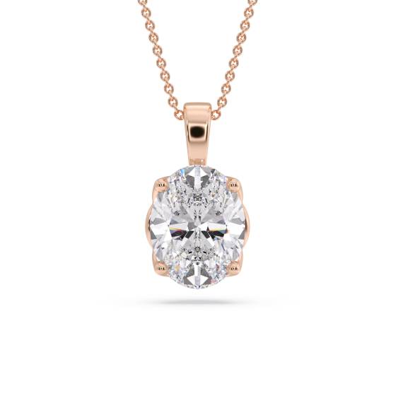 Ovaler Diamant-Solitär-Anhänger