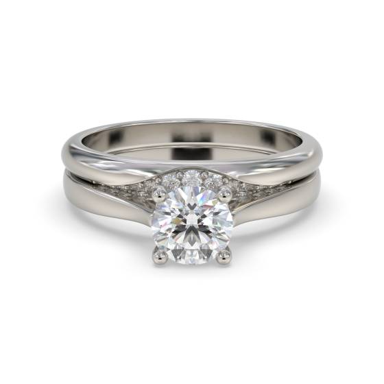 Runder Diamant-Schulterring mit passendem Band