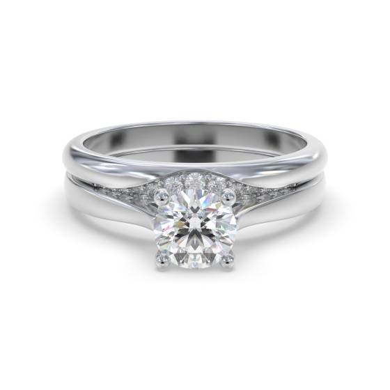 Runder Diamant-Schulterring mit passendem Band