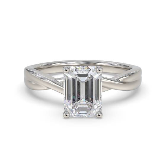 Verlobungsring mit Smaragd und Diamanten, Infinity Twist