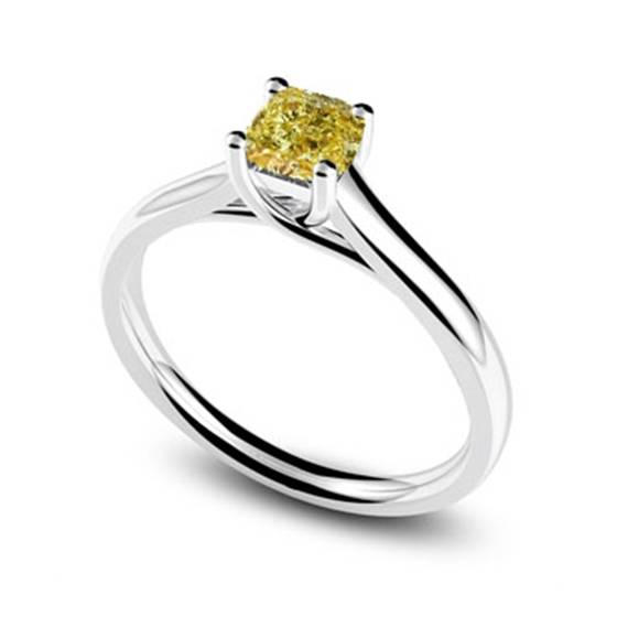 Eleganter Verlobungsring mit gelbem Kissen-Diamanten