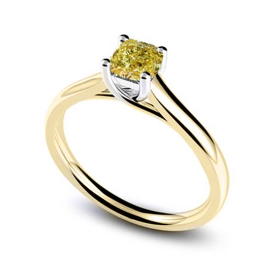 Eleganter Verlobungsring mit gelbem Kissen-Diamanten