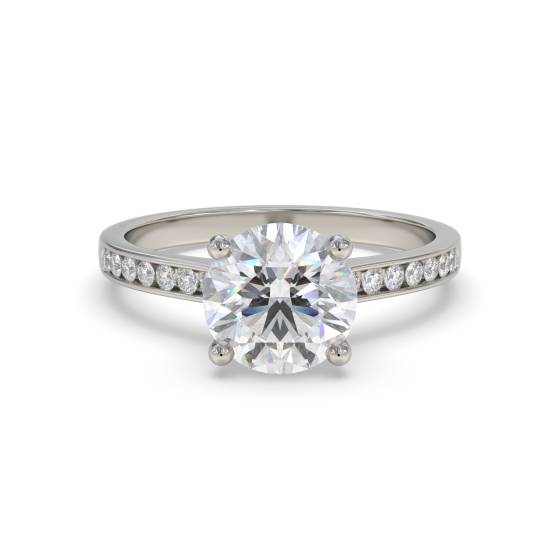0.50ct VVS/E Natural Round Diamond Shoulder Set Ring in Platinum