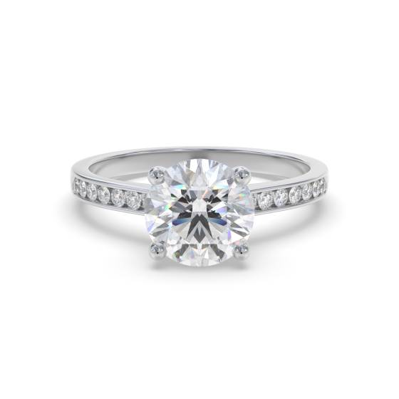 0.65ct VVS/D Natural Round Diamond Shoulder Set Ring in 18k White Gold