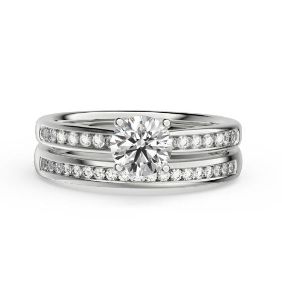 Rundes Diamant-Schulterset Brautset