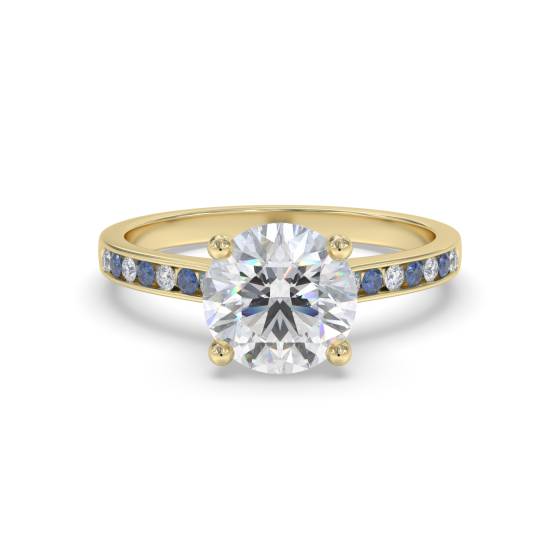 Verlobungsring mit blauem Saphir und rundem Diamanten