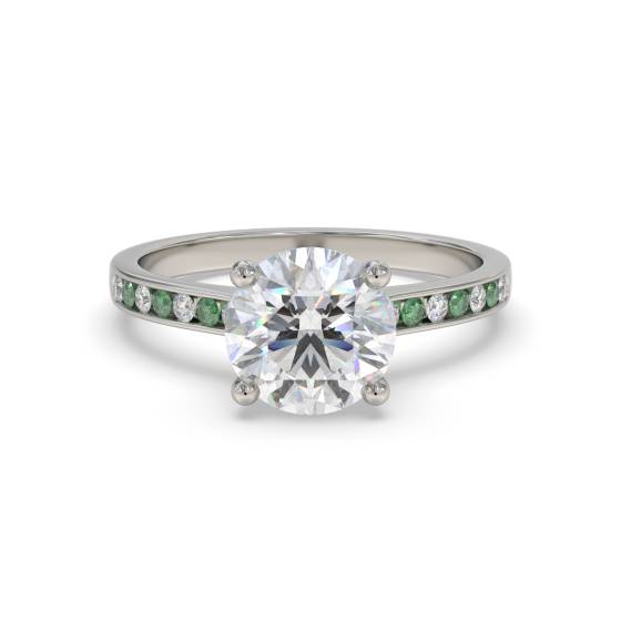 Verlobungsring mit Smaragd und rundem Diamanten