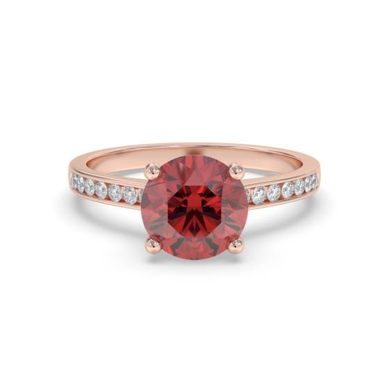 Verlobungsring mit Rubin und rundem Diamanten