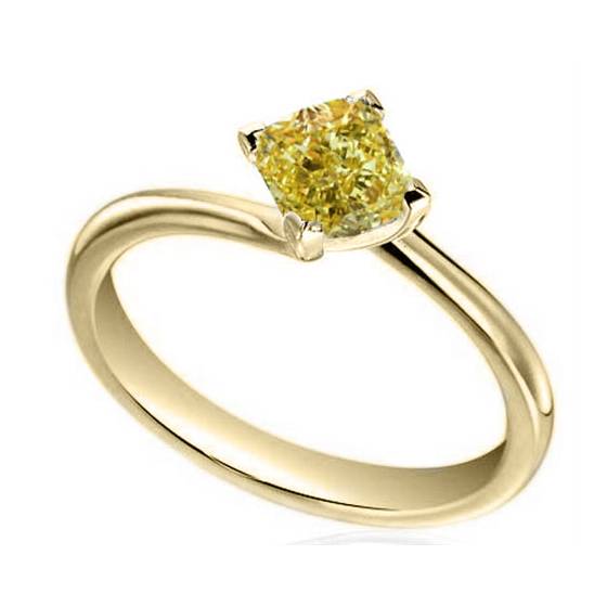 Eleganter Verlobungsring mit gelbem Kissen-Diamanten