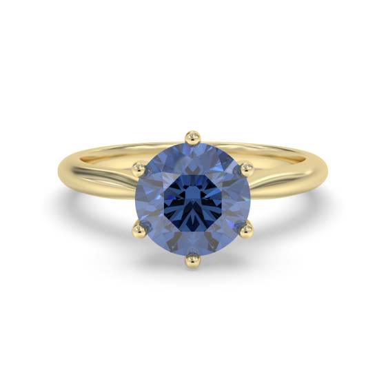 Klassischer runder blauer Saphir-Solitärring
