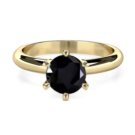 Runder Solitärring mit schwarzem Diamanten
