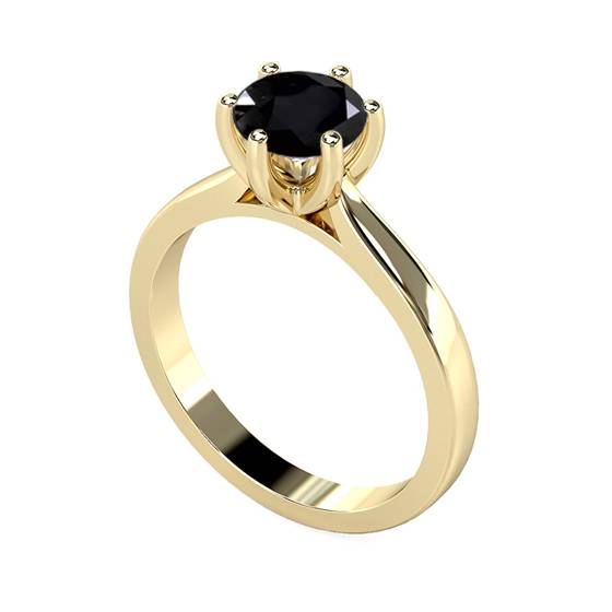Runder Solitärring mit schwarzem Diamanten
